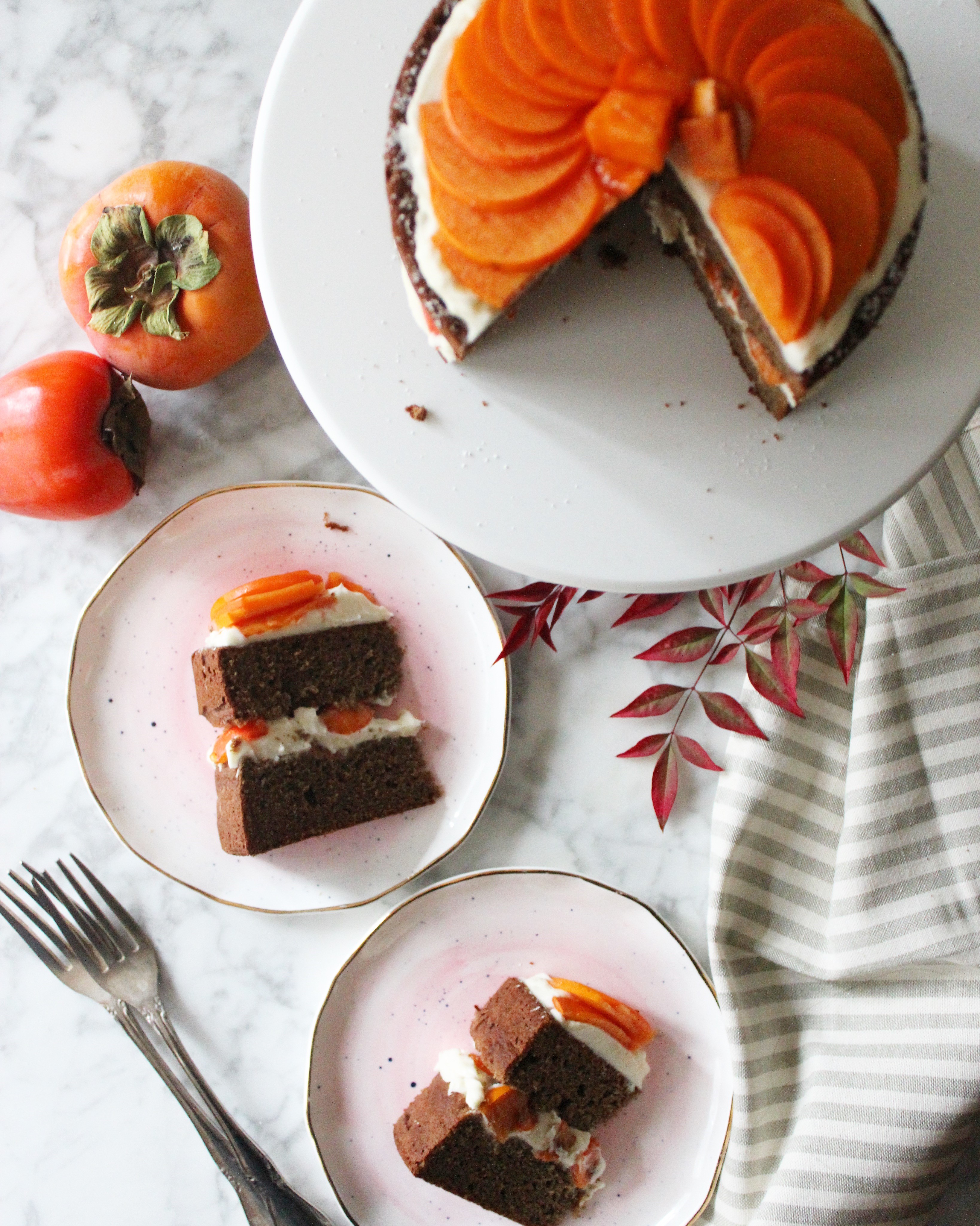 Two-Layer Persimmon Cake with Vanilla Bourbon Cream Cheese Frosting - Jam Lab