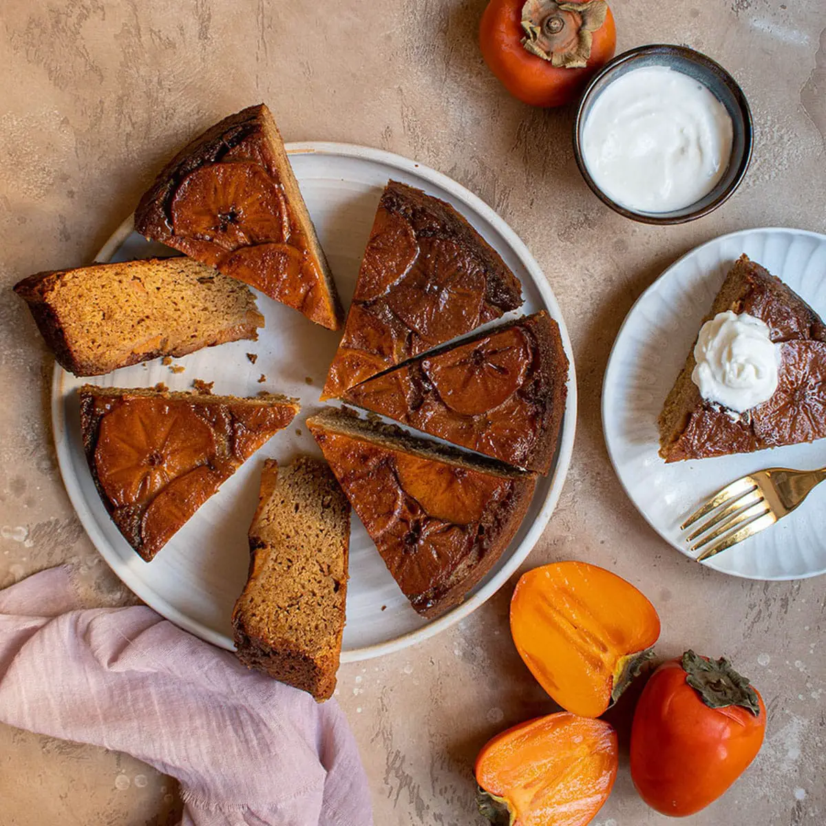 Upside Down Persimmon Cake - Cherry on my Sundae