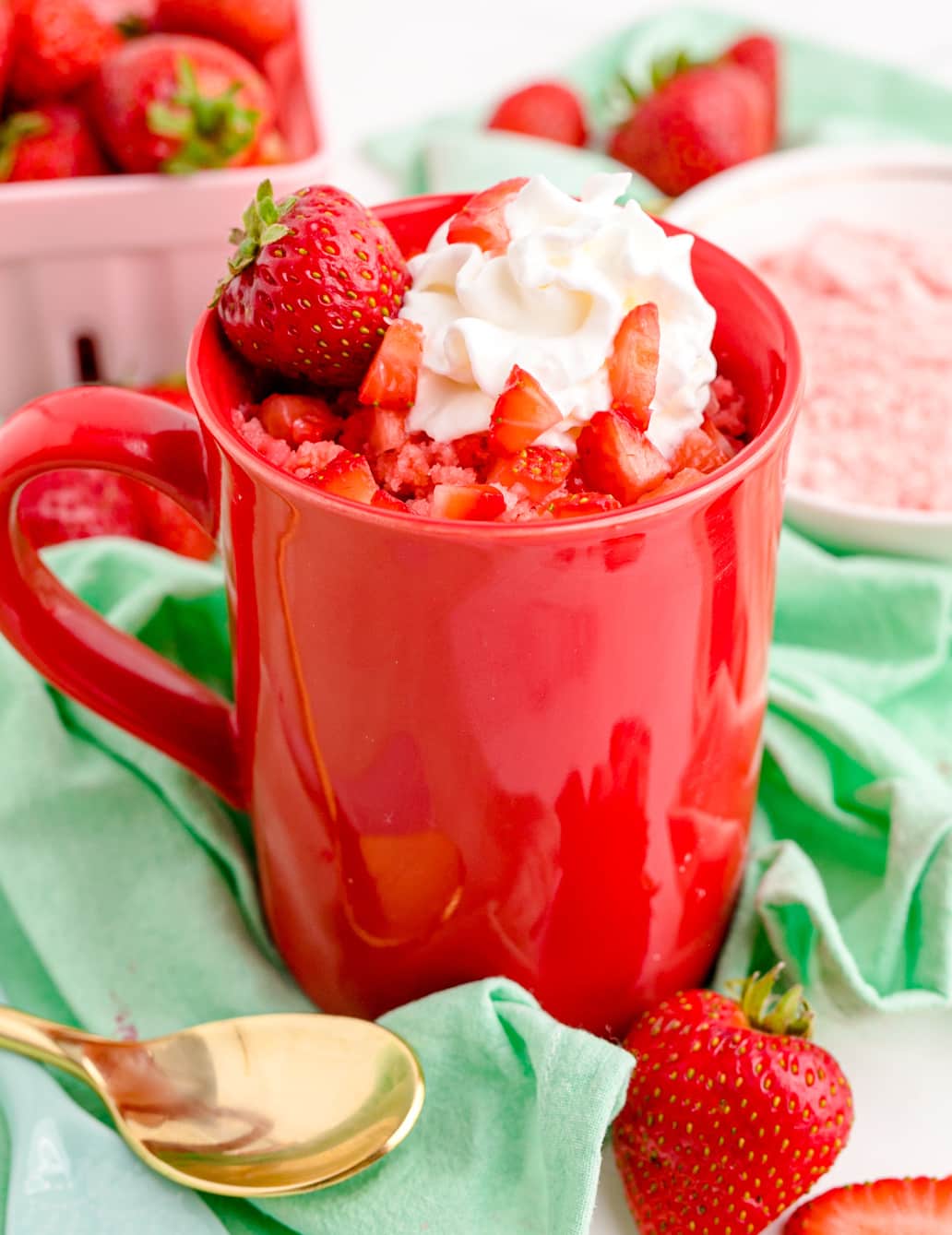 Yummiest & Easiest Strawberry Mug Cake | Sweet Tea and Sprinkles