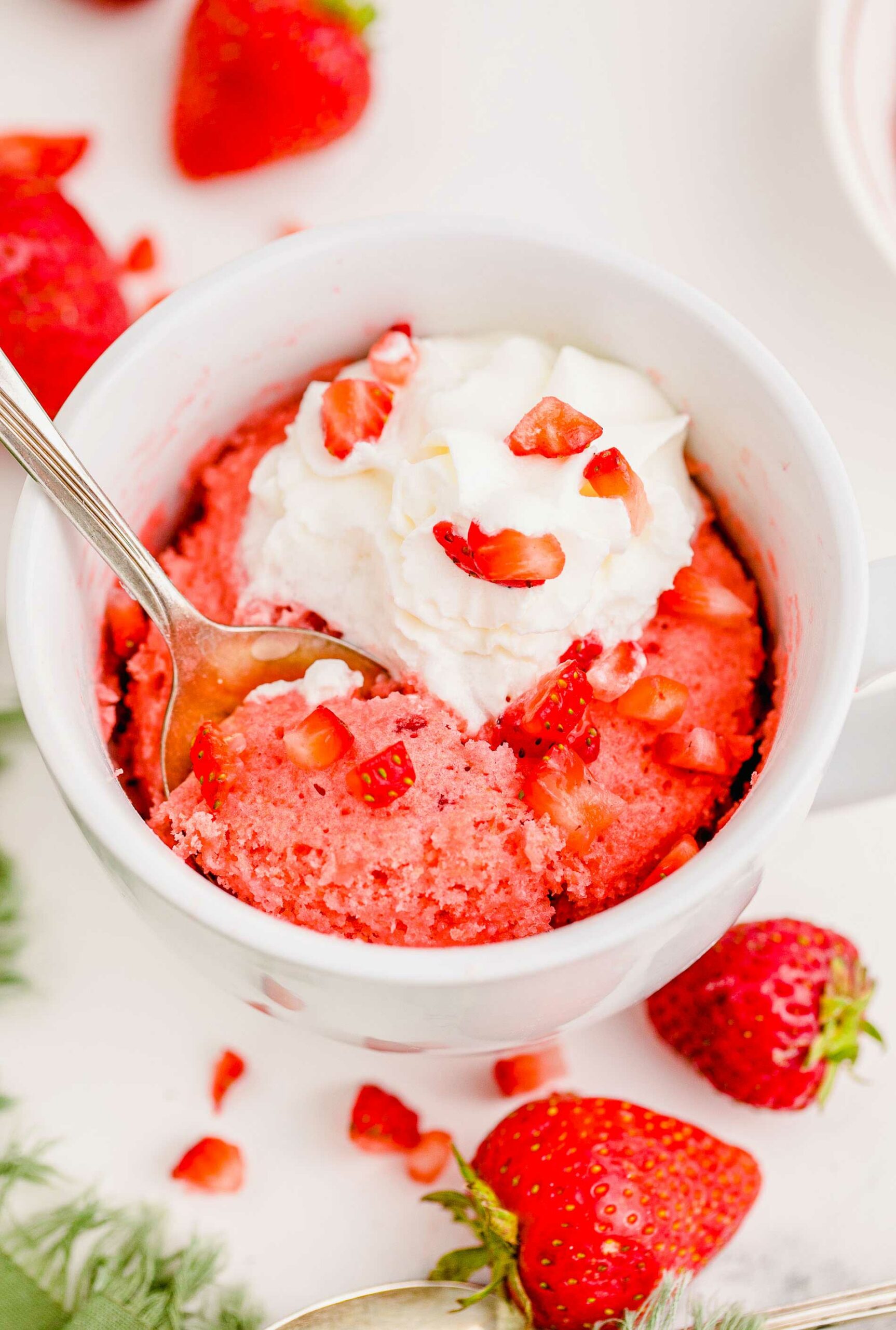 The Easiest Strawberry Mug Cake | Table for Two