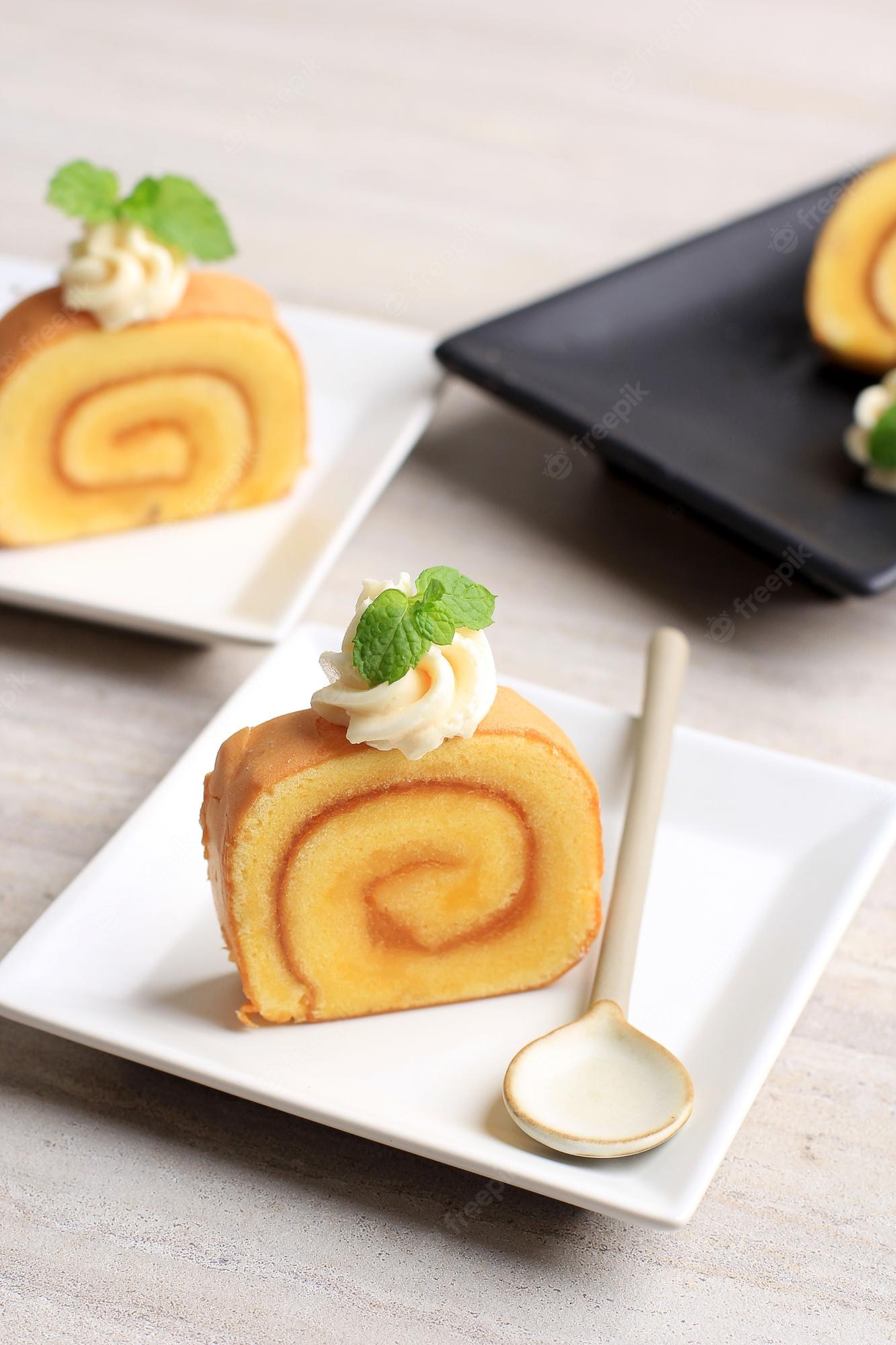 Premium Photo | Pineapple swiss roll cake