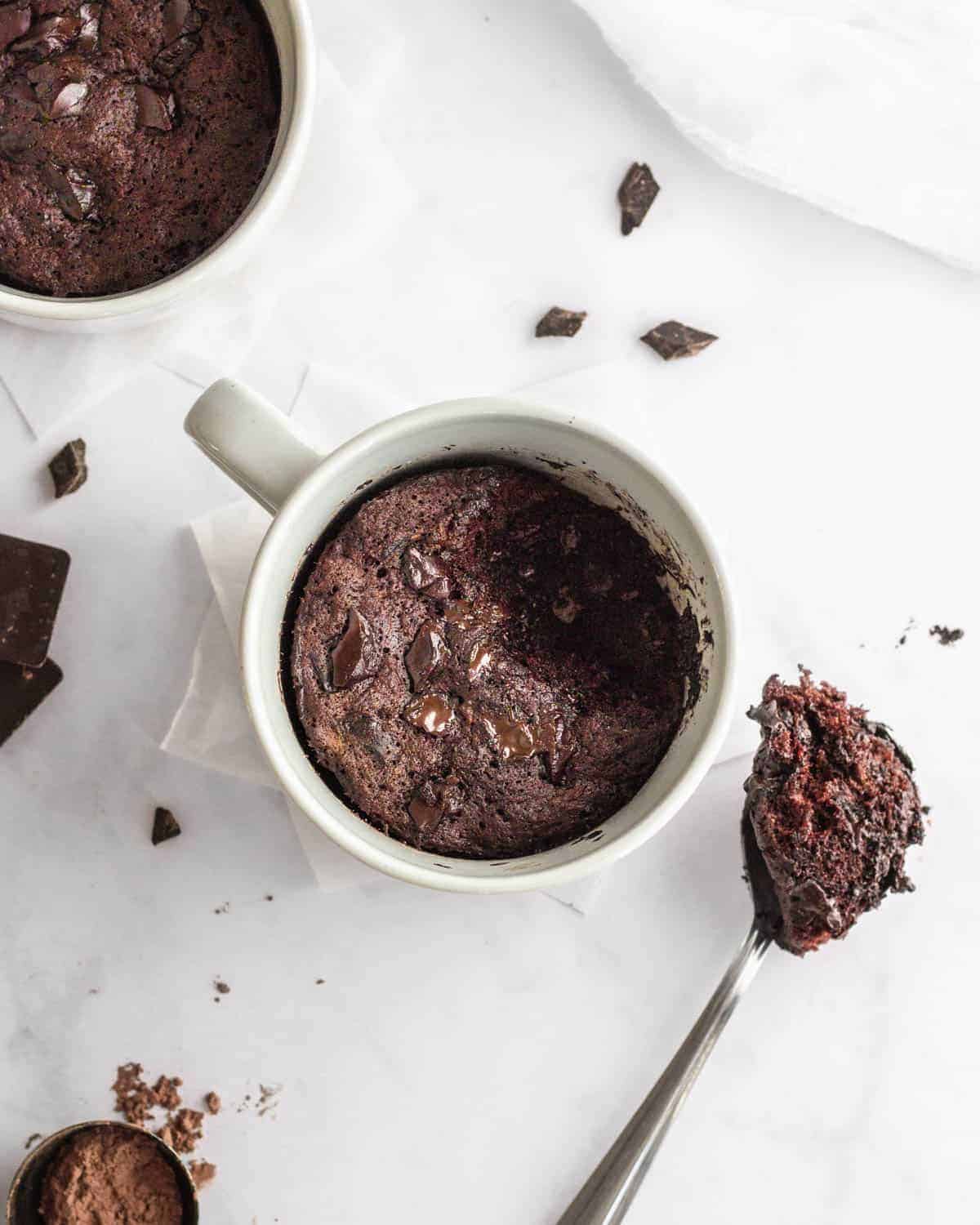 5-Minute Super Moist Banana Chocolate Mug Cakes - Bake & Bacon