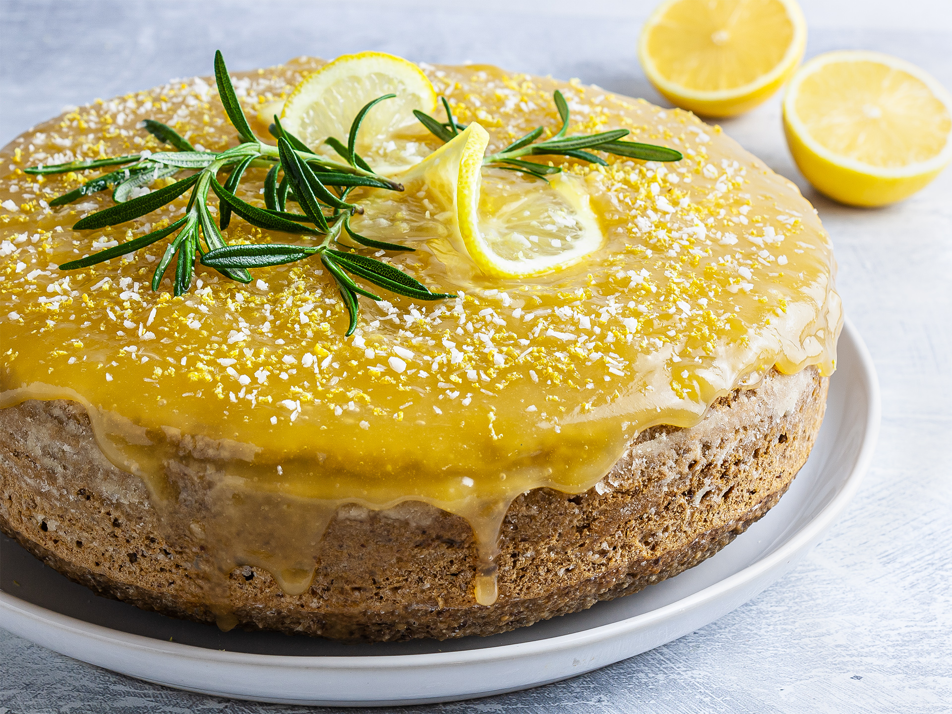 Vegan, GF} Lemon Rosemary & Olive Oil Cake | Foodaciously